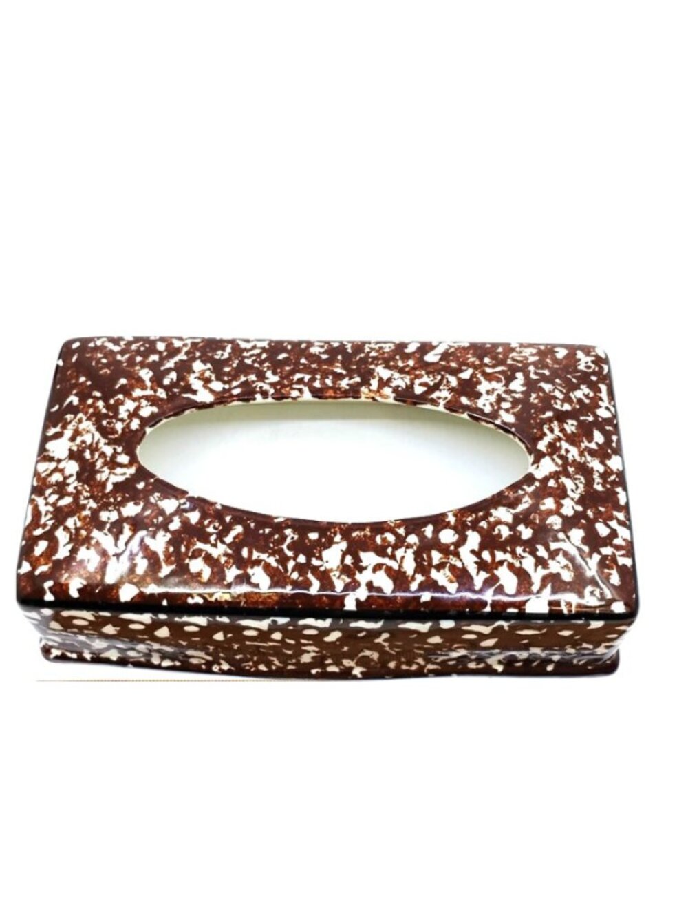 Stangl VINTAGE Brown & White Splatter TOWN & COUNTRY Tissue Box Cover
